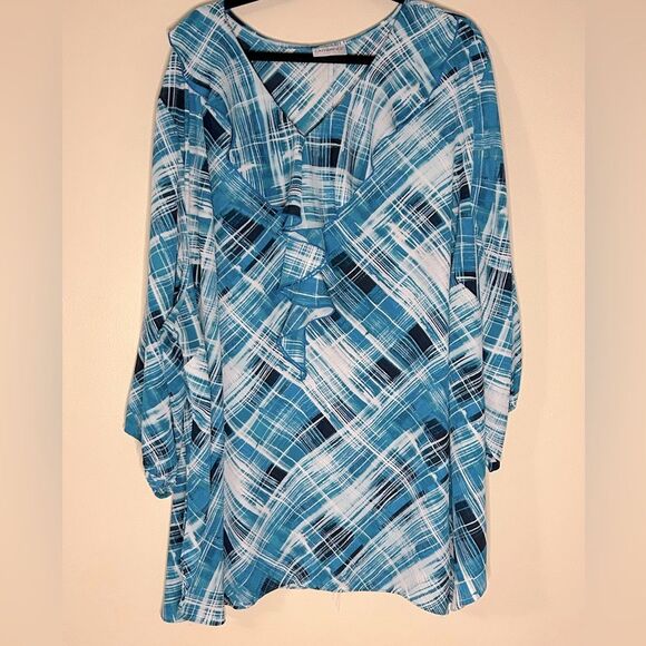 Catherine’s Chiffon Plaid Plus Size blouse size 5x - Picture 1 of 9